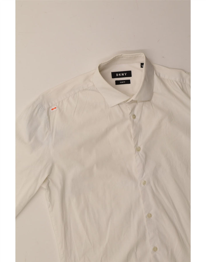 DKNY Mens Slim Fit Shirt Size 40 5 16 Large White Vintage Dkny and Second-Hand Dkny from Messina Hembry 