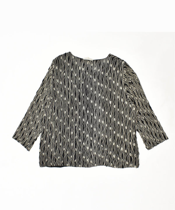 RICAMATO A MANA Cardigan Femme Haut IT 53 2XL Noir Géométrique Vintage