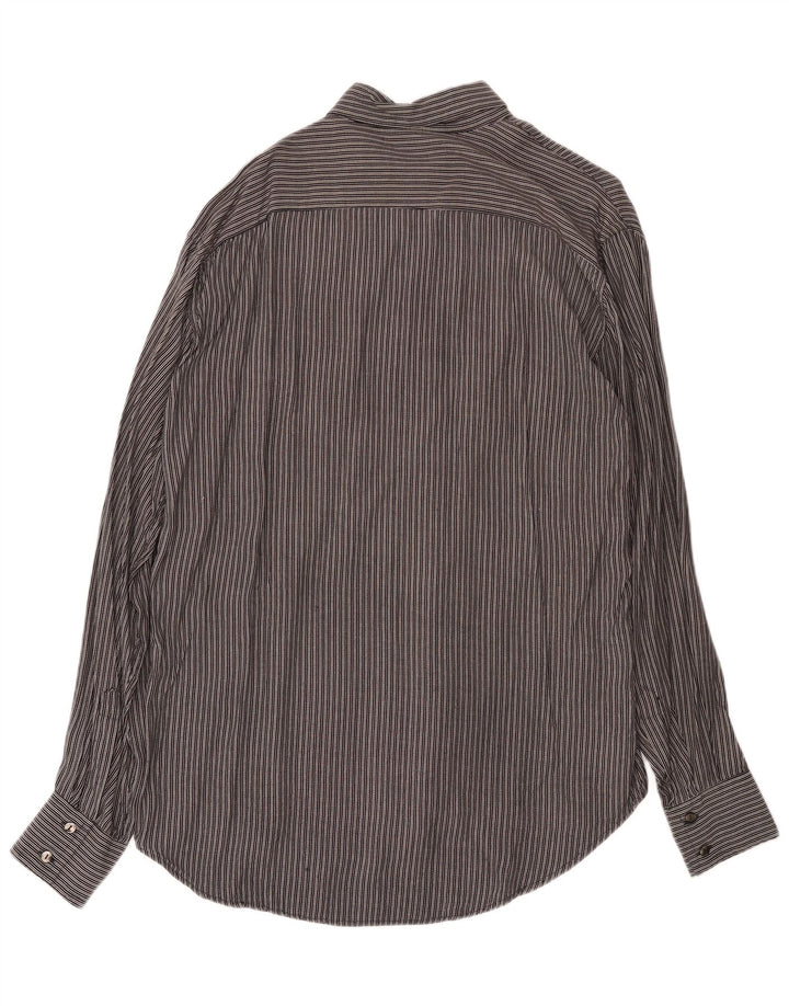 Mens Shirt Size 45/46 2XL Black Striped Viscose