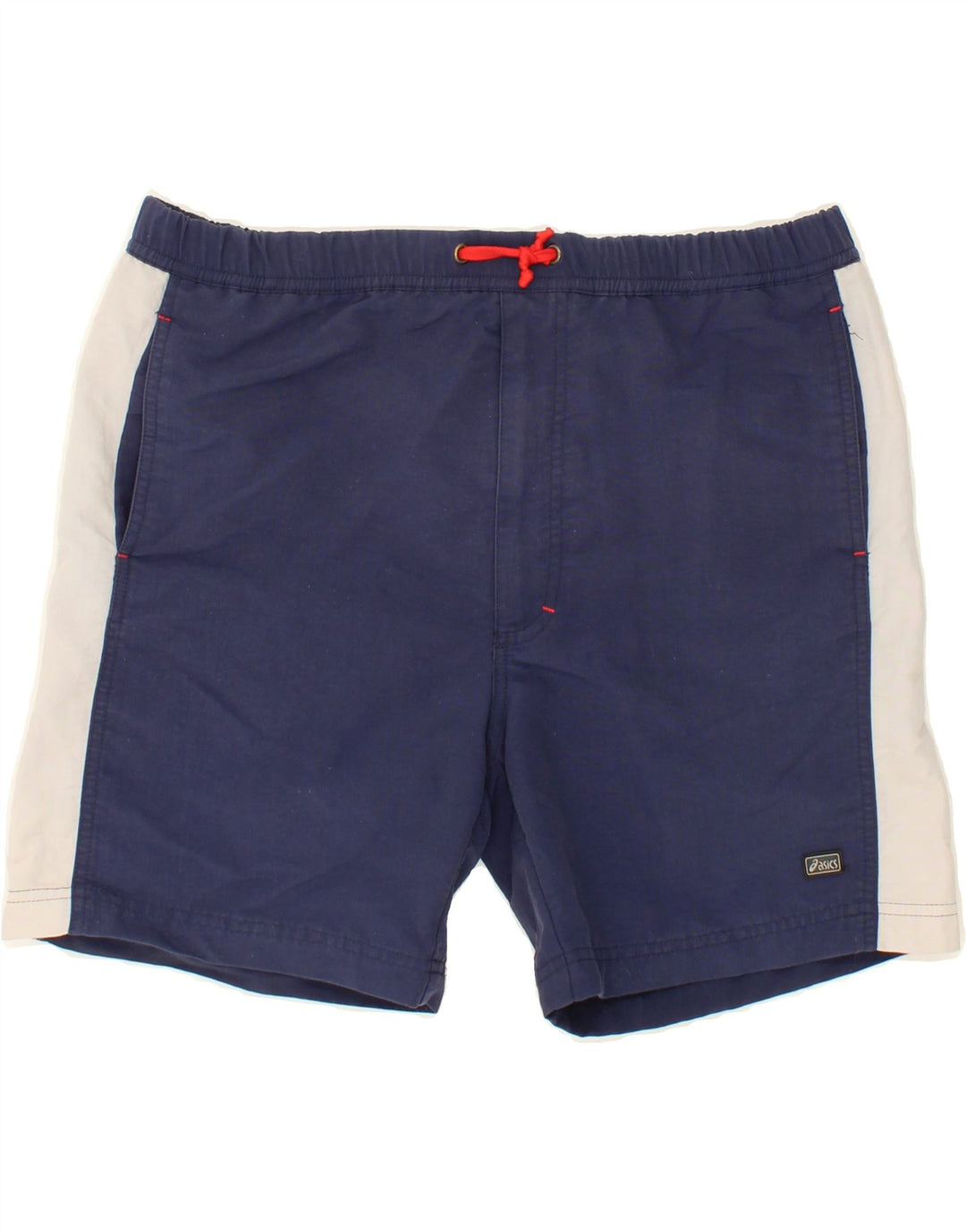 ASICS Mens Sport Shorts Small  Navy Blue Colourblock Polyester Vintage Asics and Second-Hand Asics from Messina Hembry 