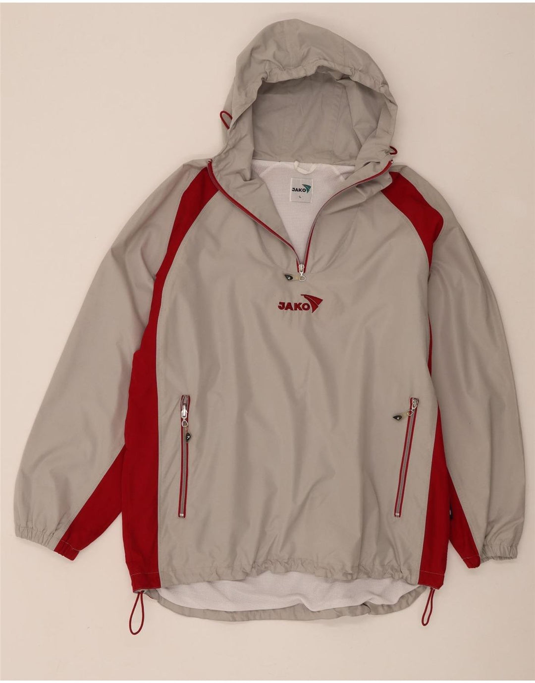 Jako Mens Hooded Pullover Rain Jacket UK 40 Large Grey Colourblock