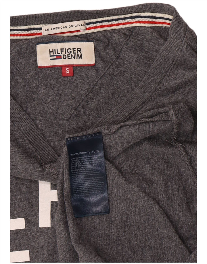 Tommy Hilfiger Mens Graphic Top Long Sleeve Small Grey Cotton