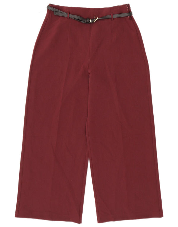 Zara Damen-Freizeithose mit hoher Taille und weitem Bein, Größe S, W26, L25, Burgunderrot