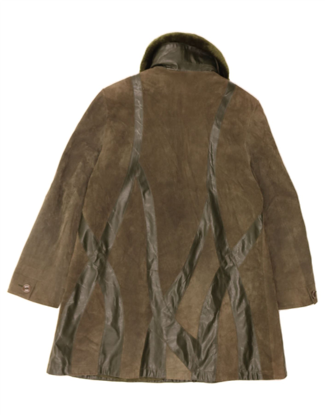 CLAUDIO GINETTI Womens Suede Overcoat UK 16 Large  Khaki Leather Vintage Claudio Ginetti and Second-Hand Claudio Ginetti from Messina Hembry 