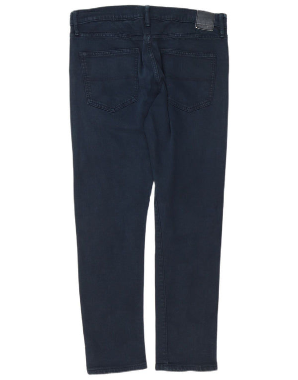 Marks & Spencer Mens Slim Casual Παντελόνι W32 L31 Navy Blue Cotton