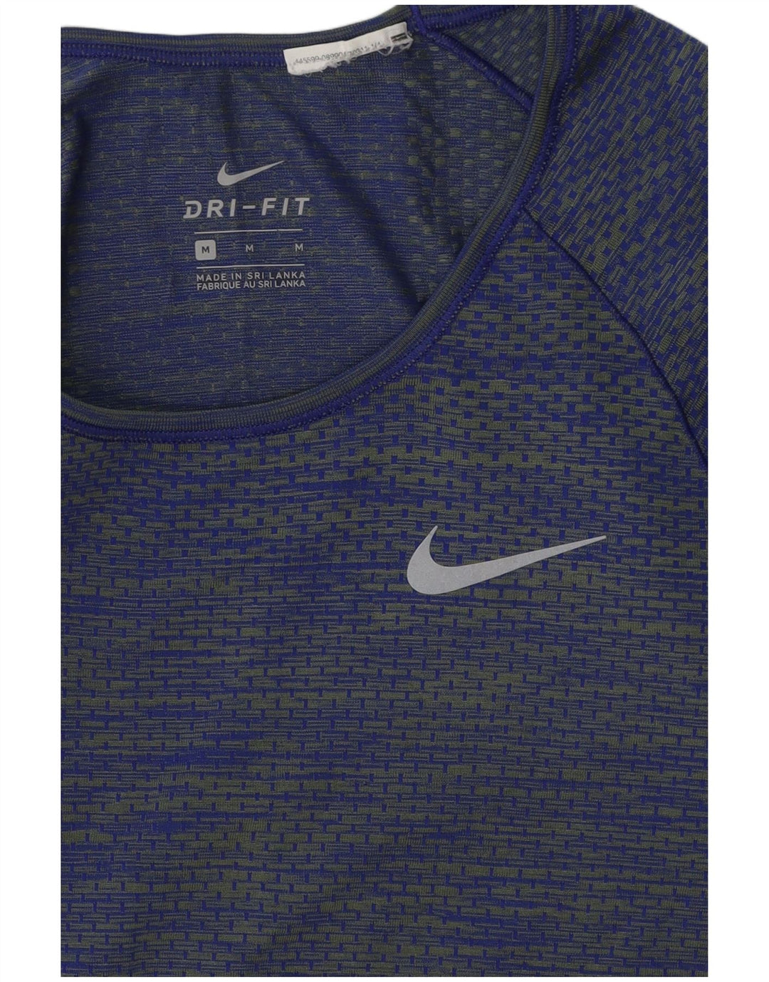 Nike Womens Dri Fit Top Long Sleeve UK 12 Medium Blue Striped