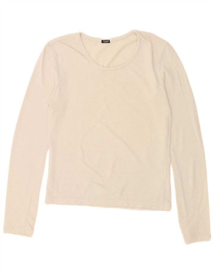 Guess Womens Top Long Sleeve UK 14 Large White