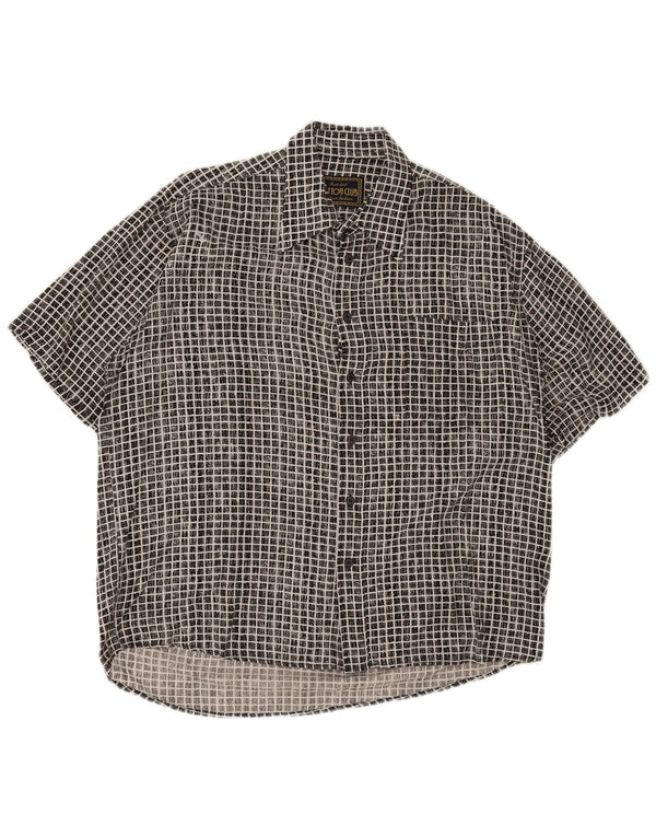 Cotton Club Mens Short Sleeve Shirt Large Black Gingham