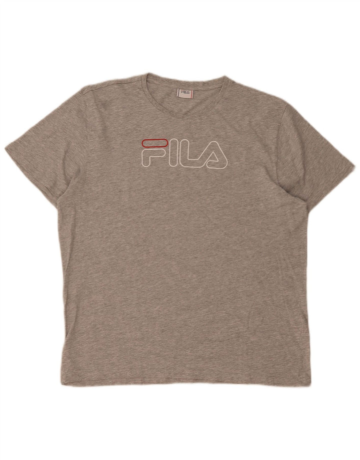 Fila Mens Graphic T-Shirt Top Large Grey Flecked