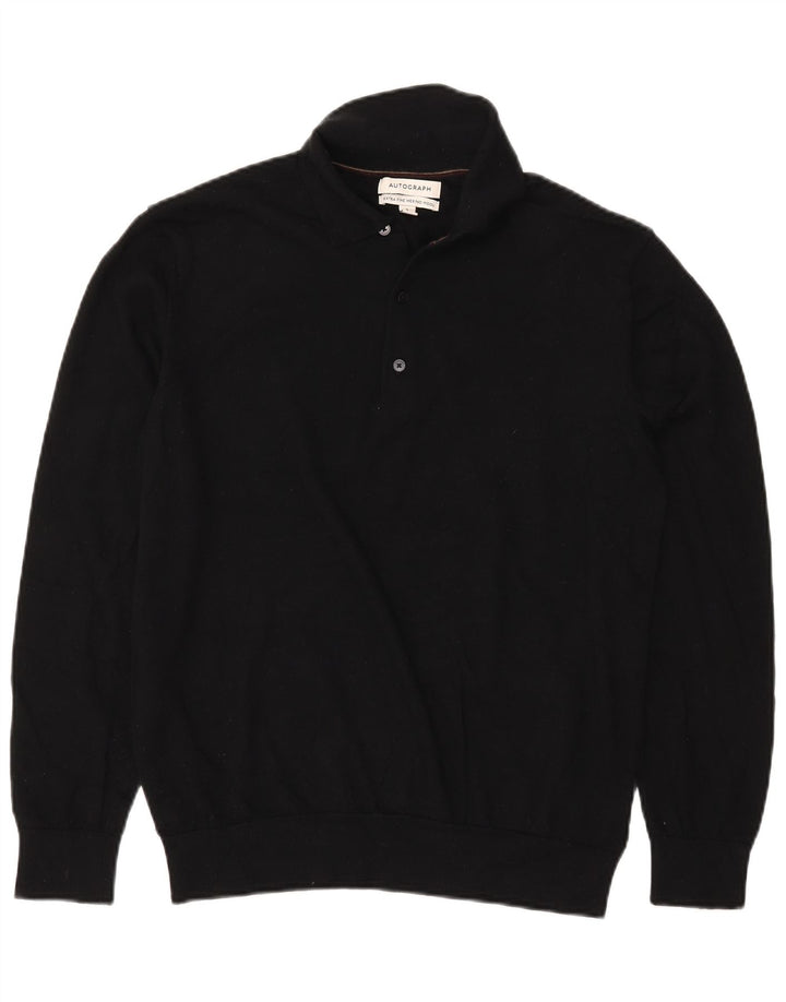Marks & Spencer Mens Autograph Polo Neck Jumper Sweater Large Black