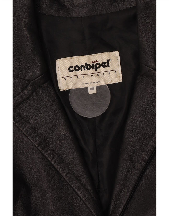 Conbipel Womens Leather Jacket IT 46 Large Black Leather