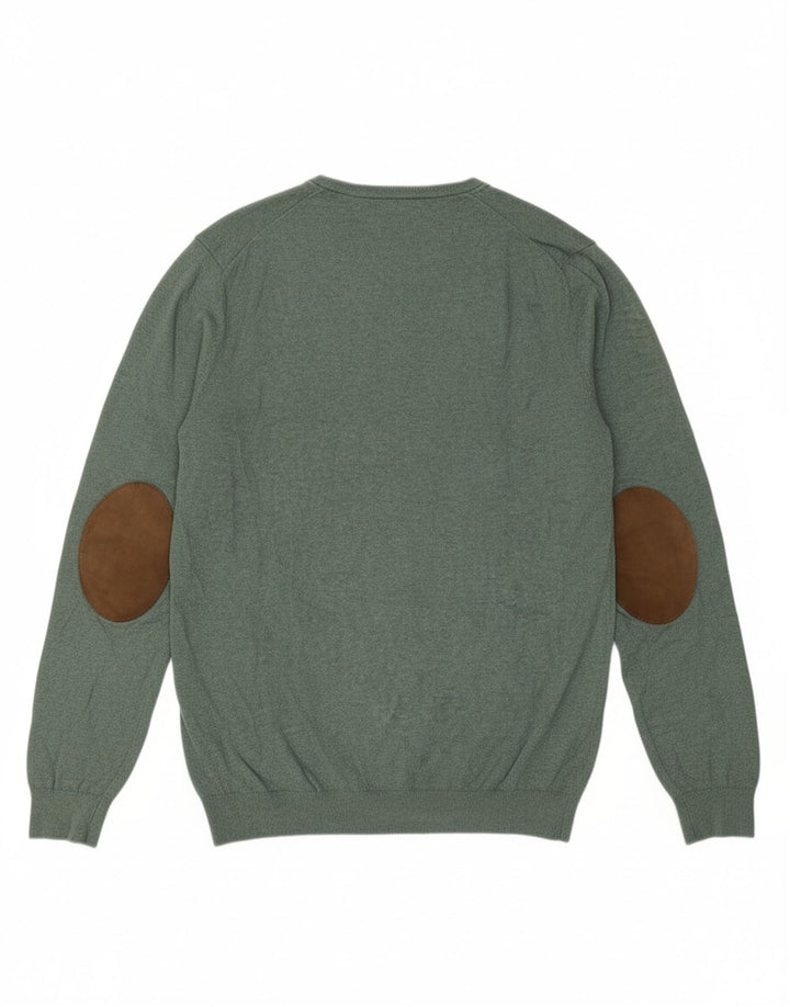 Suéter masculino MASSIMO DUTTI com decote em V XL algodão verde