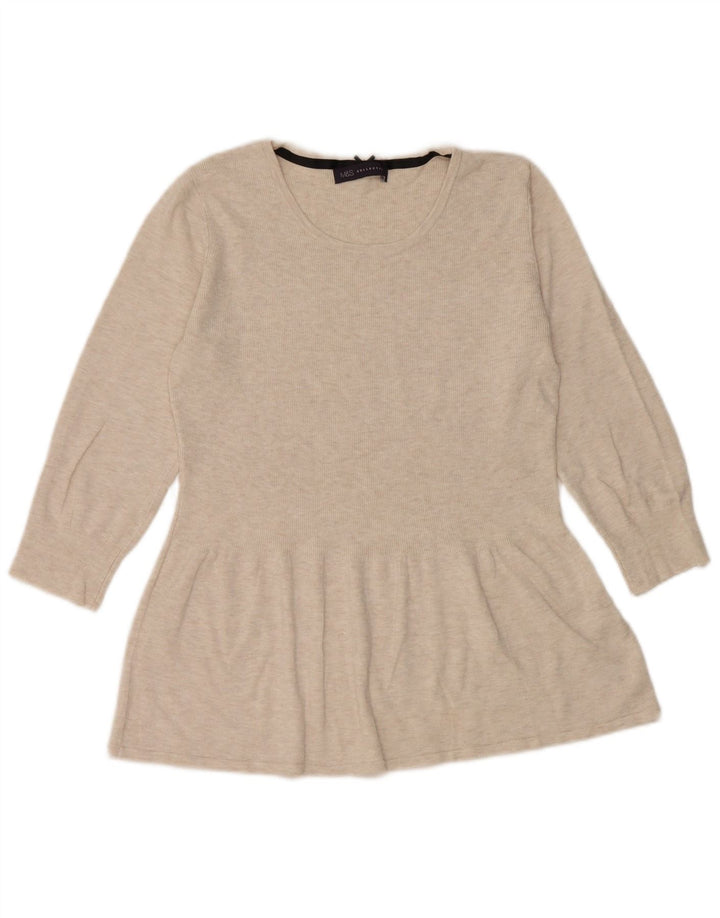 Marks & Spencer Womens Top 3/4 Sleeve UK 12 Medium  Beige Flecked Viscose