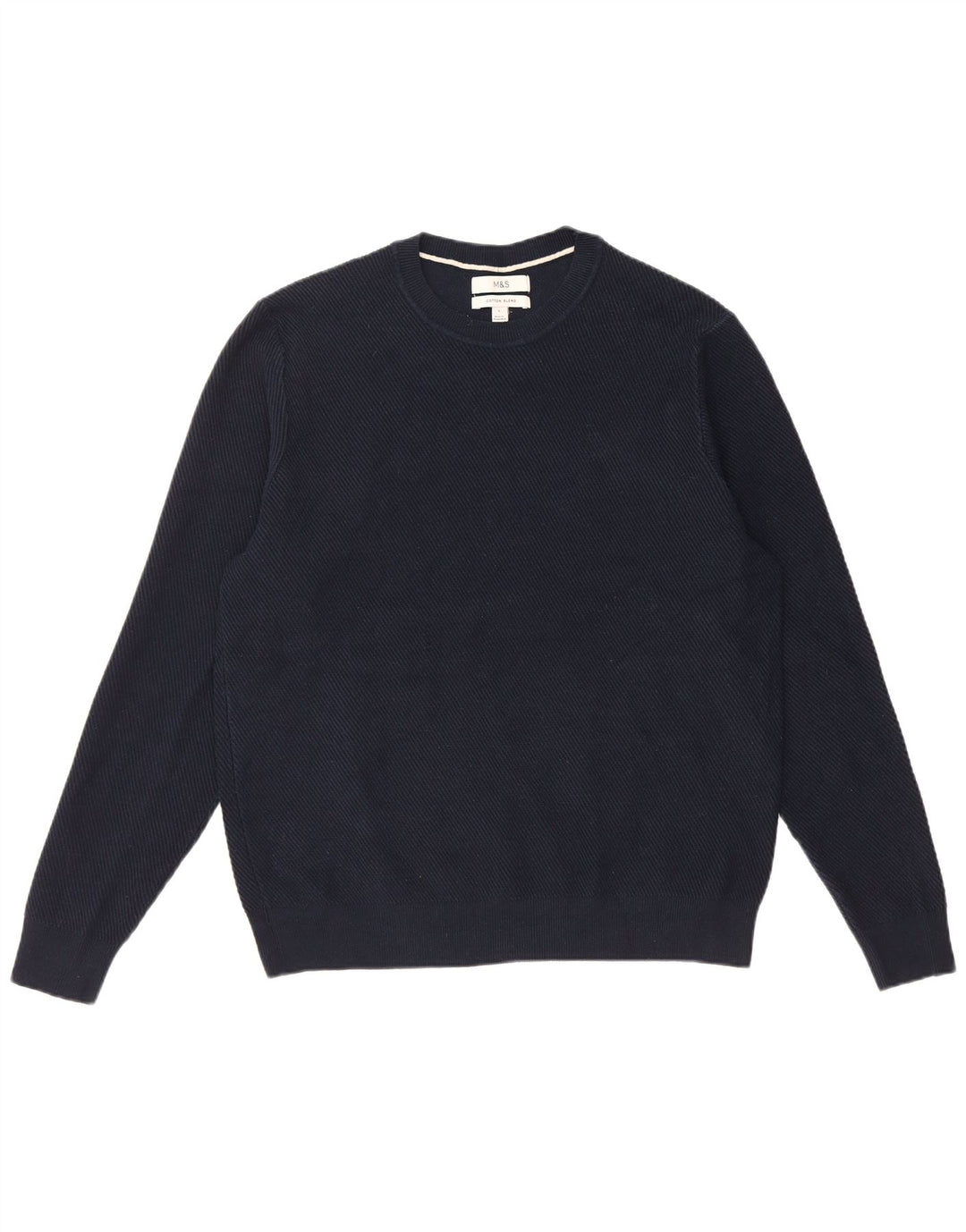 Marks & Spencer Mens Crew Neck Jumper Sweater Large Navy Blue Polyester