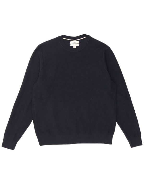Marks & Spencer Mens Crew Neck Jumper Sweater Large Navy Blue Polyester