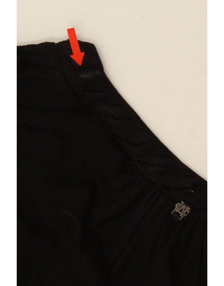 Marlboro Classics Womens Top Long Sleeve UK 14 Large Black Cotton