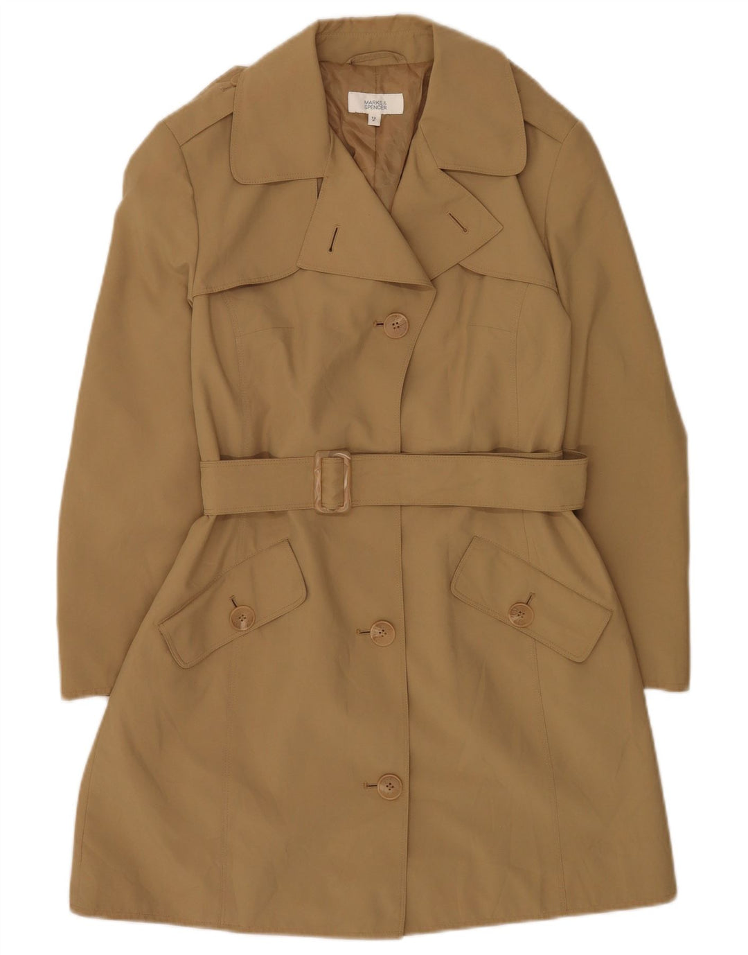 Trench Petite da donna Marks & Spencer UK 12 Poliestere kaki medio