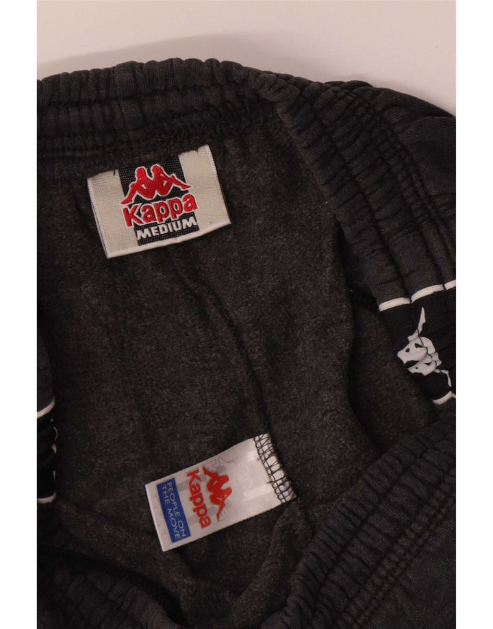 Kappa Mens Graphic Tracksuit Trousers Medium Grey Colourblock Cotton