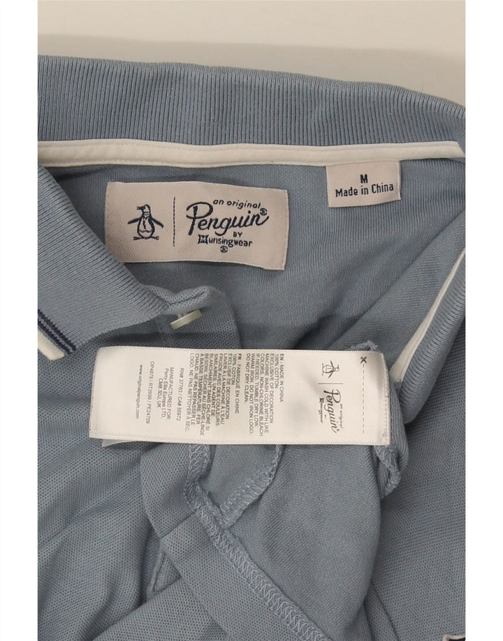 PENGUIN Mens Polo Shirt Medium Blue Cotton
