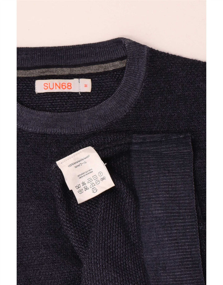 Sun68 Herre Crew Neck Jumper Sweater Medium Navy Blue Uld