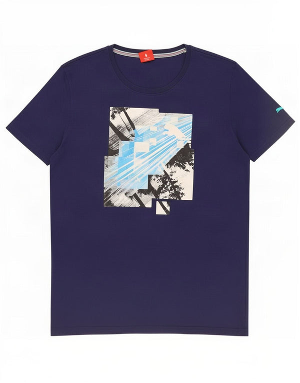 T-shirt grafica da uomo Puma Top Large in cotone blu navy