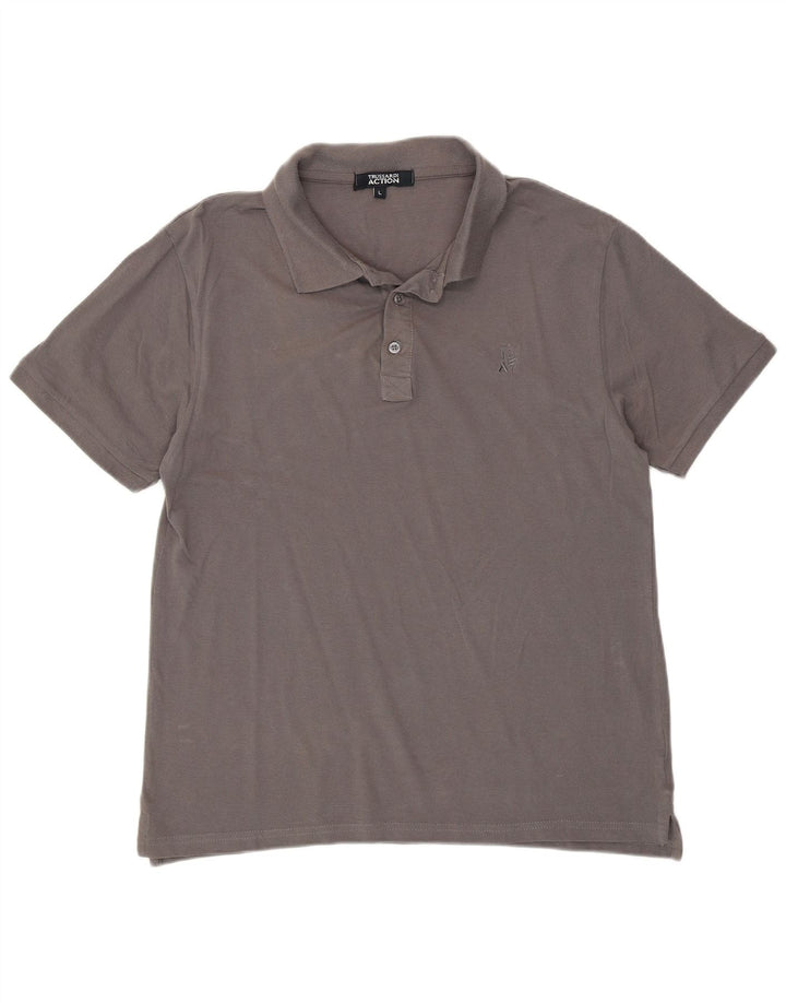 TRUSSARDI Mens Polo Shirt Large Grey