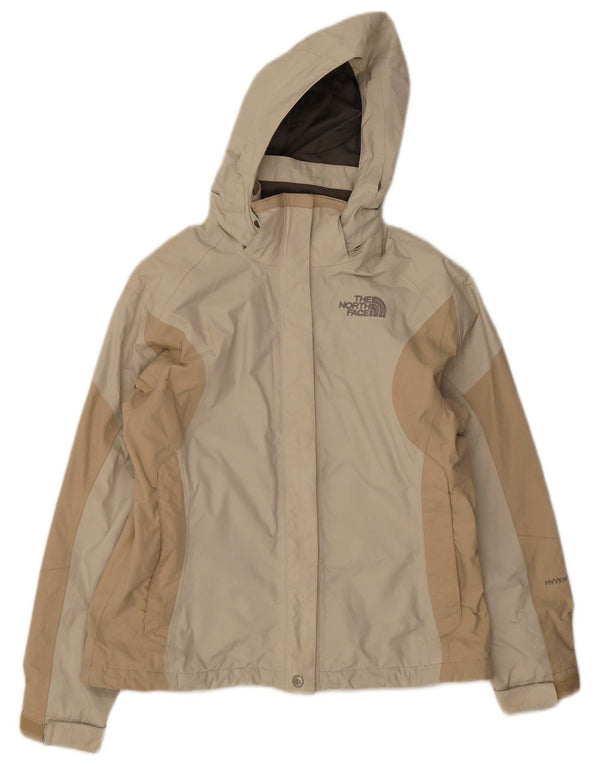 The North Face Womens Hooded Rain Jacket UK 10 Small Beige Colourblock