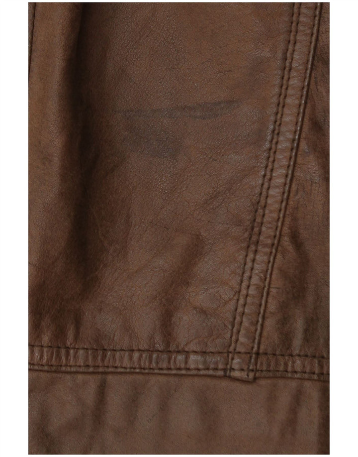 Vintage Womens Oversized Leather Jacket EU 44 XL Brown Leather
