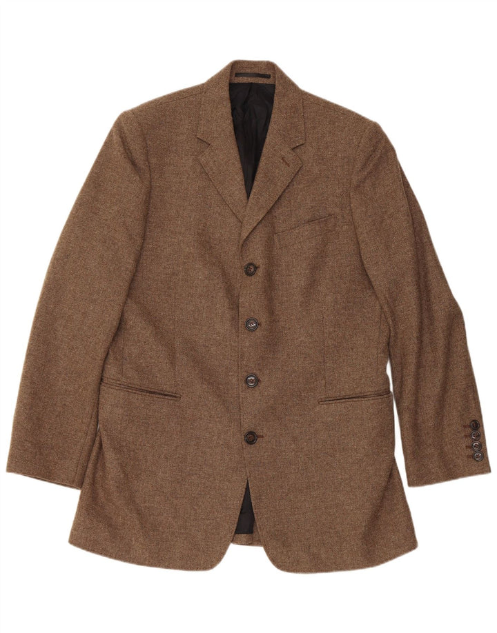 Jaqueta Blazer Masculina Reiss com 4 Botões UK 40 Lã Marrom Grande