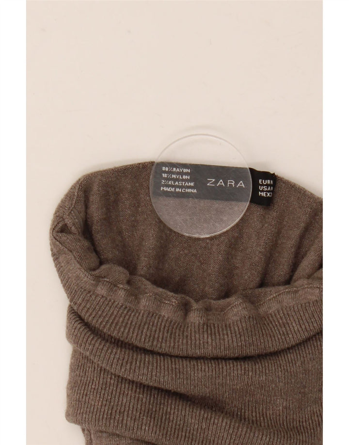Zara Womens Roll Neck Jumper Sweater UK 12 Medium Grey Rayon