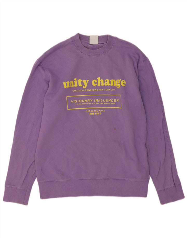 Zara Mens Graphic Sweatshirt Jumper Small Purple Cotton