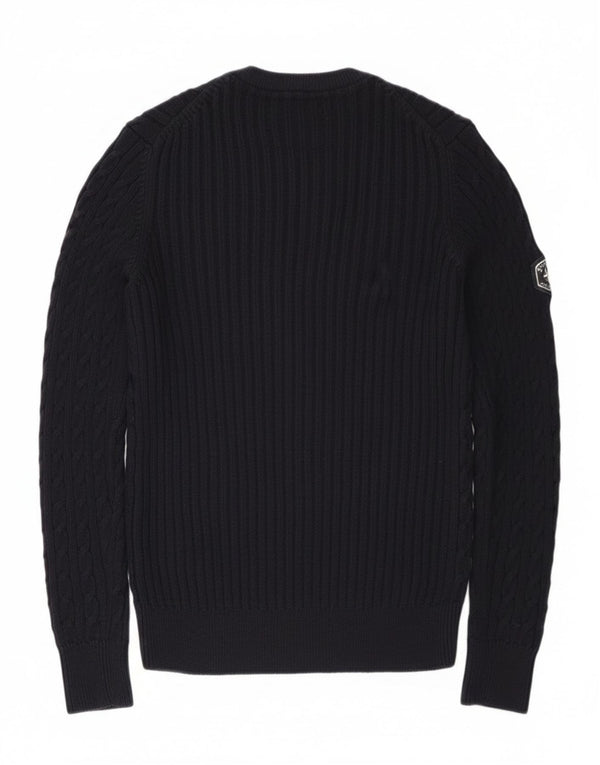 Superdry Womens Graphic Cardigan Sweater UK 8 Small Navy Blue Cotton