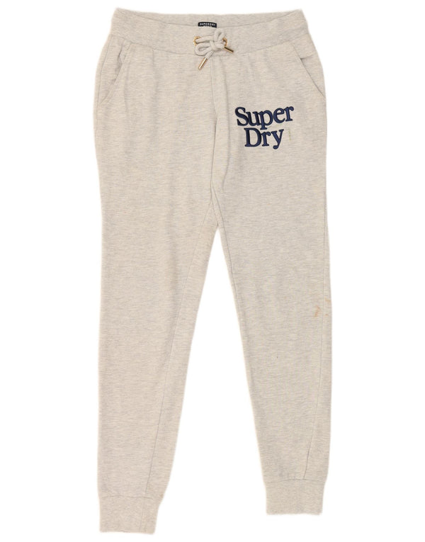 Superdry Pantalon de survêtement graphique pour femme Joggers UK 12 Gris moyen Coton