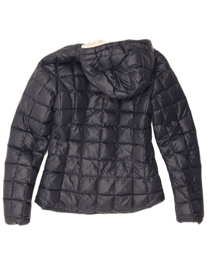 K-Way Womens Hooded Reversible Padded Jacket UK 8 Small  Black Polyamide