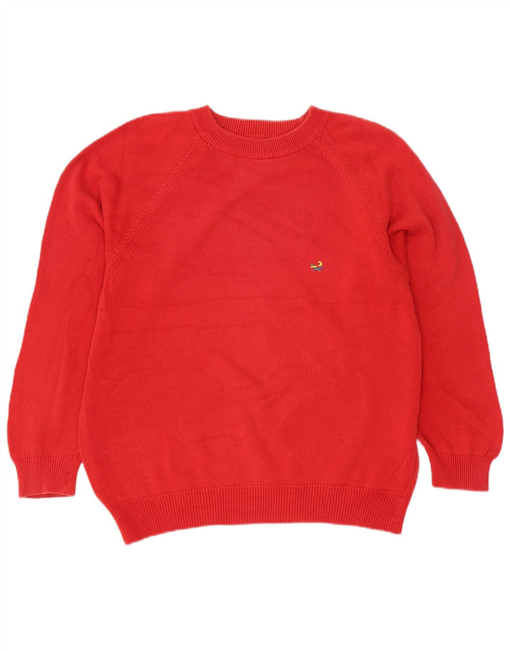 Benetton Mens Crew Neck Jumper Sweater Medium Red Cotton