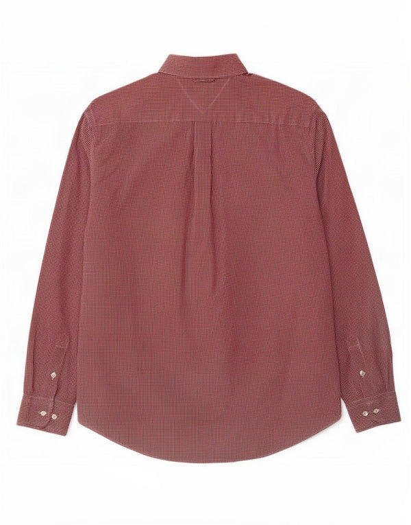 Tommy Hilfiger Mens Shirt Large Red Gingham Cotton