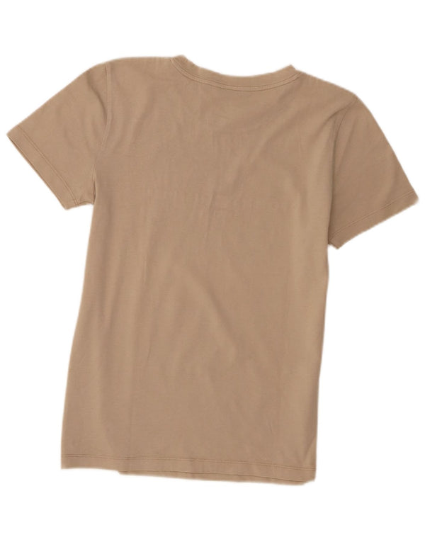 Tommy Hilfiger Womens Graphic T-Shirt Top UK 6 XS Beige Cotton