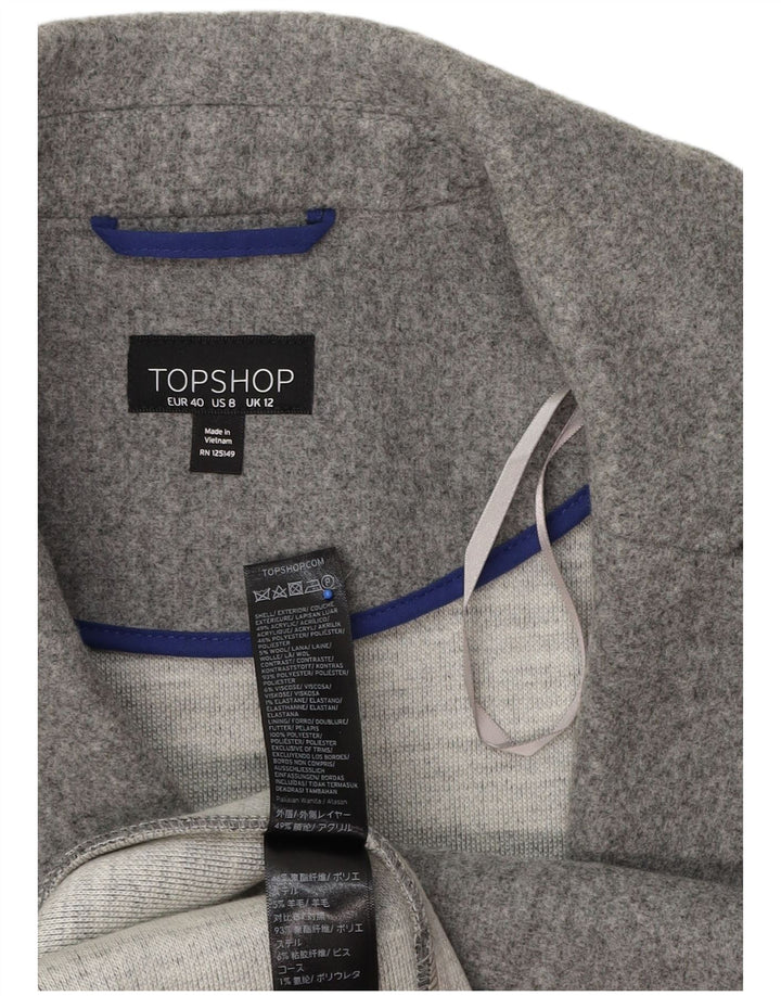 Topshop Womens Open Overcoat UK 12 Medium Grey Polyester