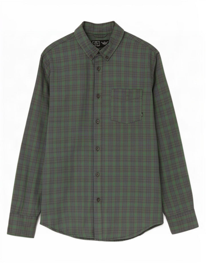 Nike Mens Dri Fit Shirt Medium Green Check Cotton