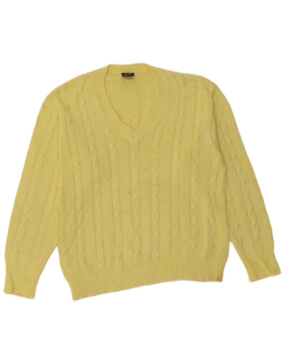 C&A Mens V-Neck Jumper Sweater Medium Yellow