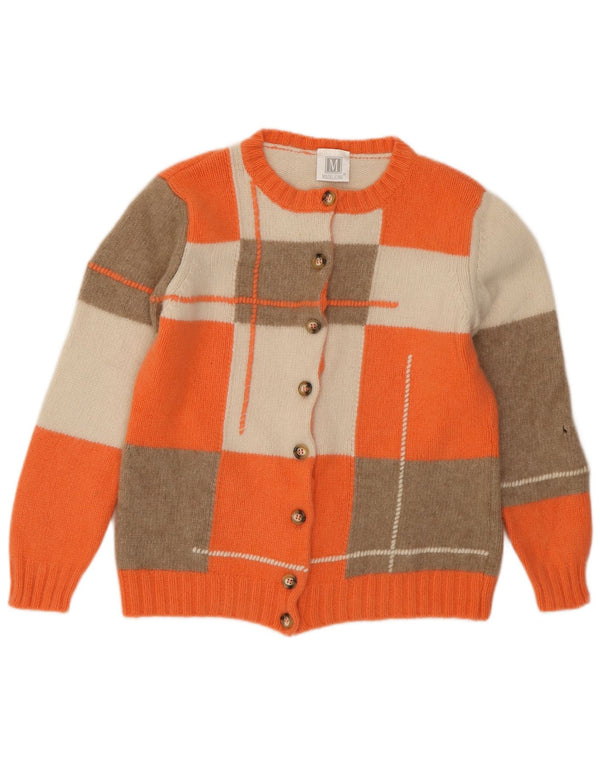 Maglione cardigan da donna Madeleine UK 18/20 XL Cashmere color block arancione