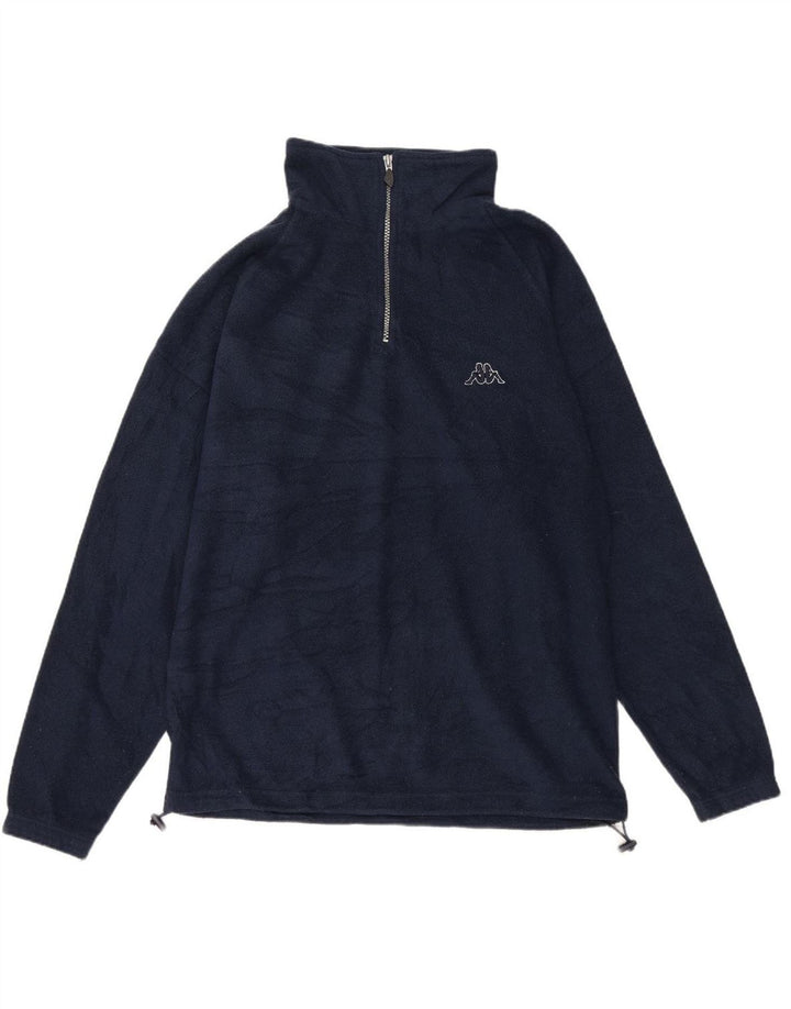 KAPPA Mens Zip Neck Fleece Jumper Medium Navy Blue Polyester