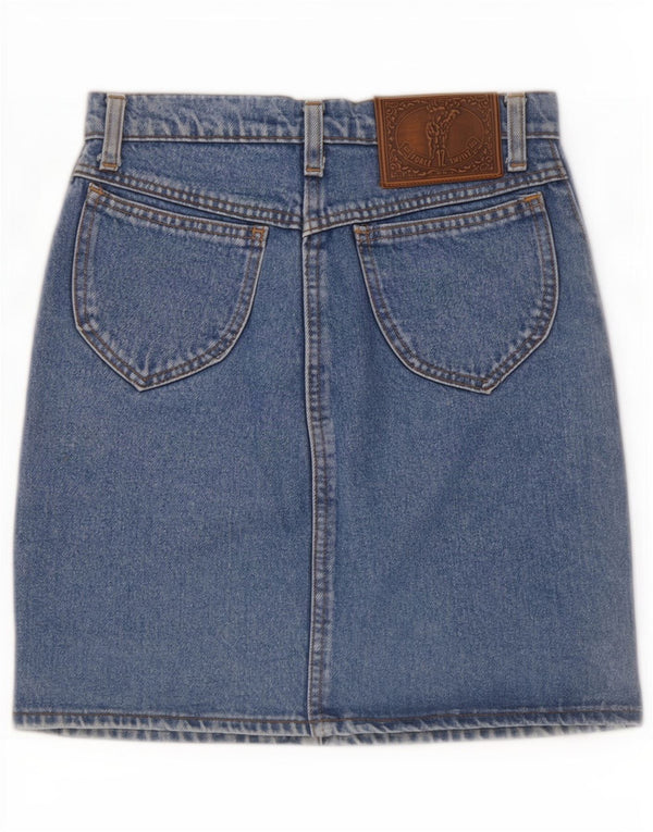 Vintage mujer cintura alta falda de mezclilla W26 pequeño algodón azul
