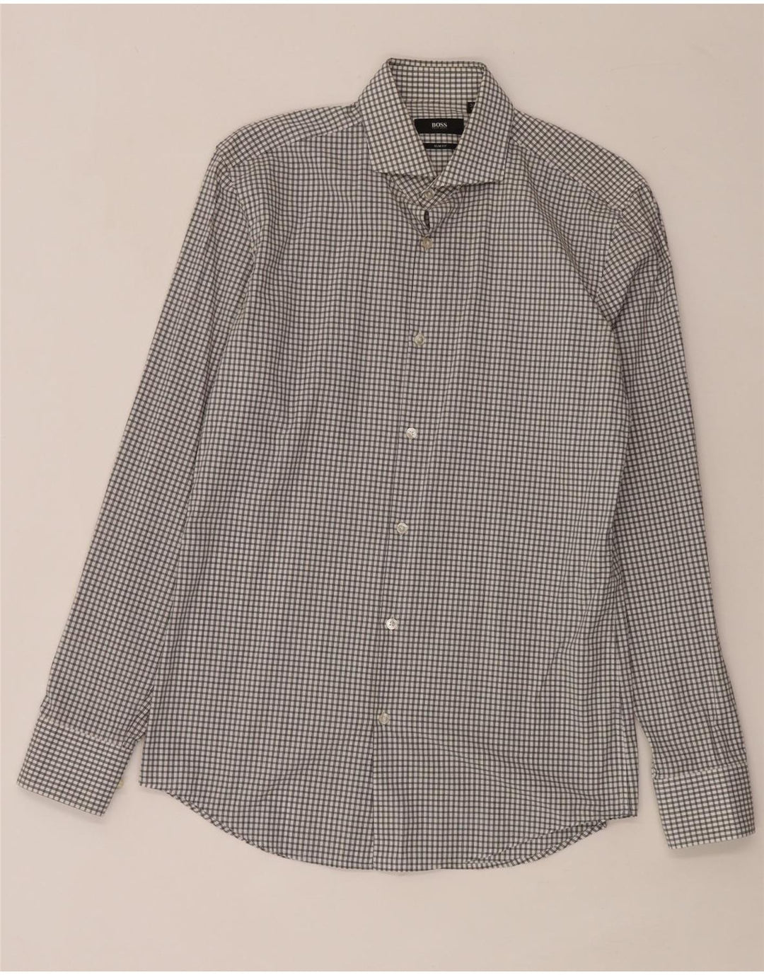 Hugo Boss Mens Slim Fit Shirt Size 38 15 Medium White Check