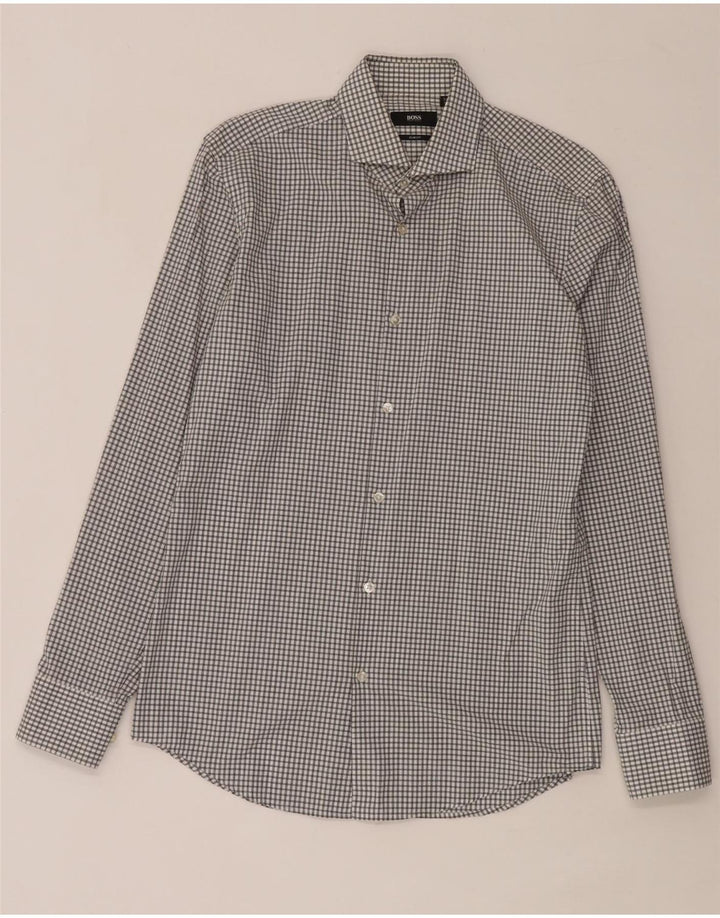 Hugo Boss Mens Slim Fit Shirt Size 38 15 Medium White Check