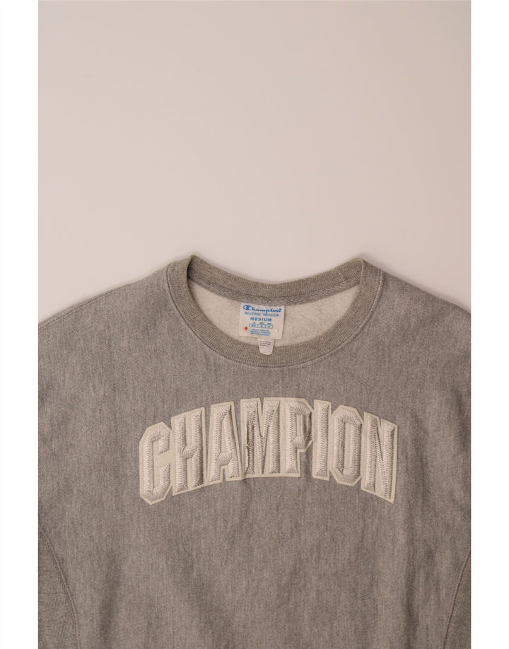 CHAMPION Womens Graphic Sweatshirt Jumper UK 14 Medium Grey Cotton Vintage Champion and Second-Hand Champion from Messina Hembry 