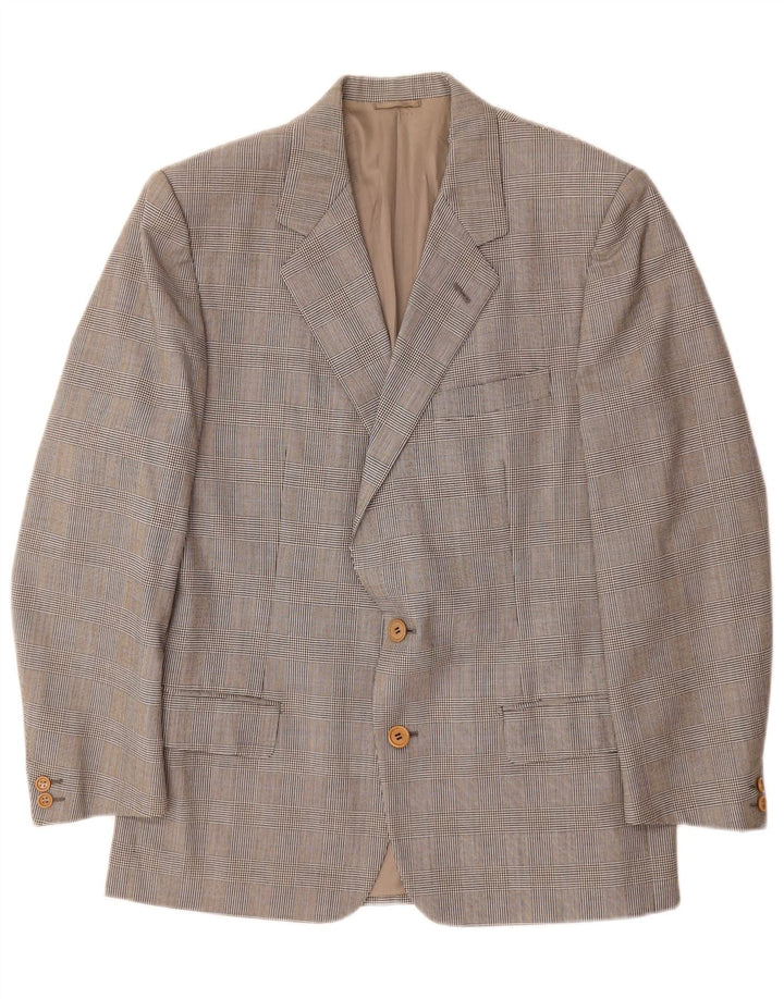 Burberrys Mens 2 Button Blazer Jacket IT 48 Medium Grey Check Wool