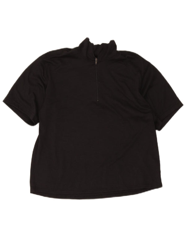 Patagonia Womens Zip Neck T-Shirt Top UK 14 Medium Black Polyester