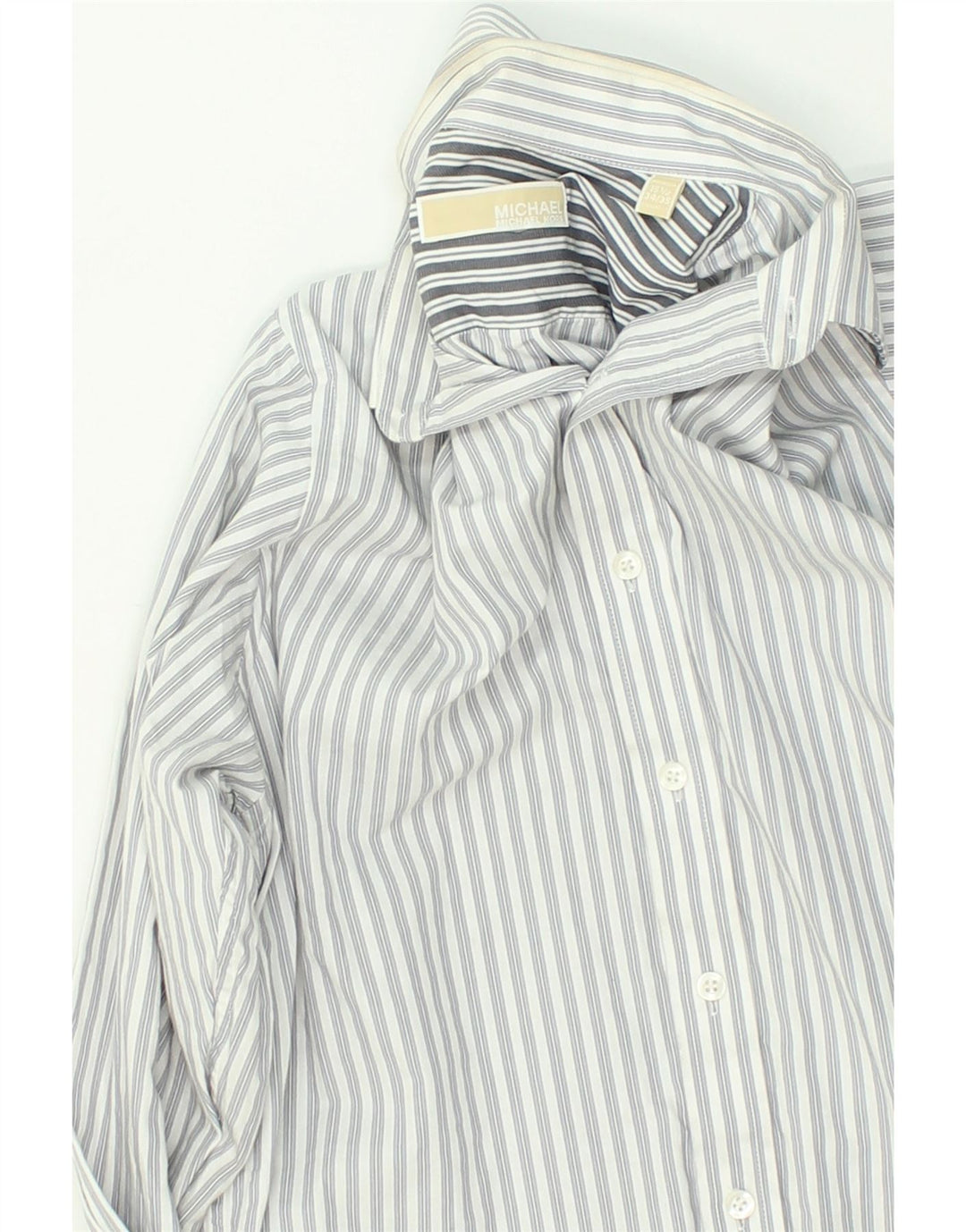 MICHAEL KORS Mens Shirt Size 15 1/2 Medium Grey Striped Cotton | Vintage Michael Kors | Thrift | Second-Hand Michael Kors | Used Clothing | Messina Hembry 