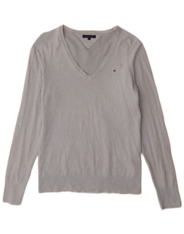 Maglione maglione con scollo a V da donna Tommy Hilfiger UK 14 Cotone blu medio